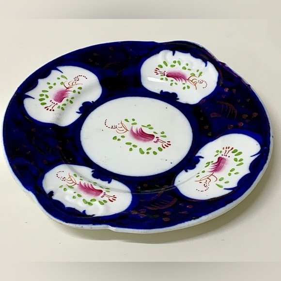 19th Century Vintage Gaudy Welsh Feather Pattern Handled Biscuit Tray - Picture 7 of 15